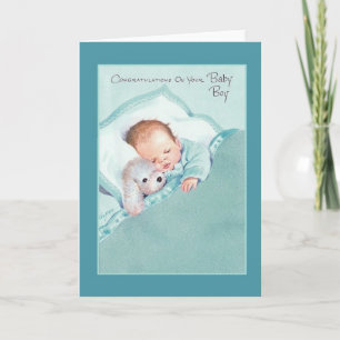 Vintage New Baby Boy Greeting Card