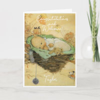 Vintage New Baby Congratulations Flat Card
