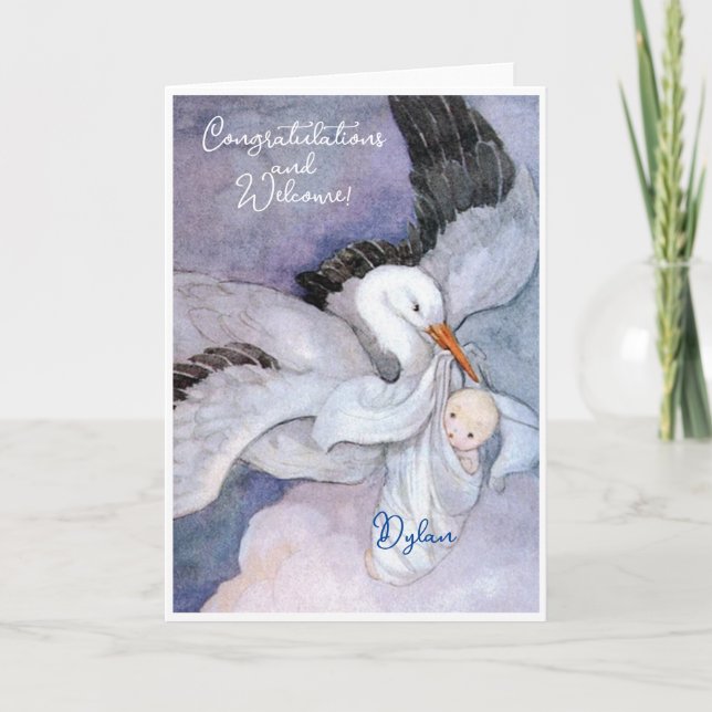 Vintage New Baby Congratulations Flat Card (Front)