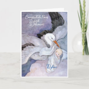 Vintage New Baby Congratulations Flat Card