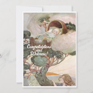 Vintage New Baby Congratulations Flat Card