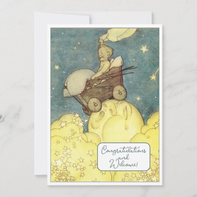 Vintage New Baby Congratulations Flat Card (Front)