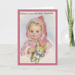 Vintage New Baby Daughter Greeting Card