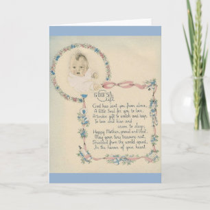 Vintage New Baby God's Gift Greeting Card