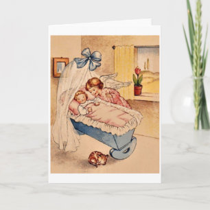 Vintage New Baby Guardian Angel Greeting Card