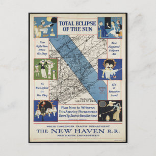 Vintage New England Eclipse Path 1932 Postcard