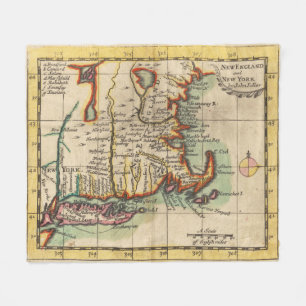 Vintage New England & Long Island Map (1703) Fleece Blanket