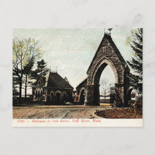 Vintage new England oak grove cemetery Holiday Postcard