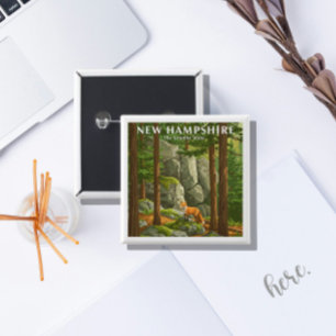 Vintage New Hampshire 15 Cm Square Badge