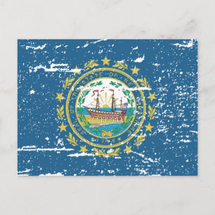 Vintage NEW HAMPSHIRE Flag Postcard