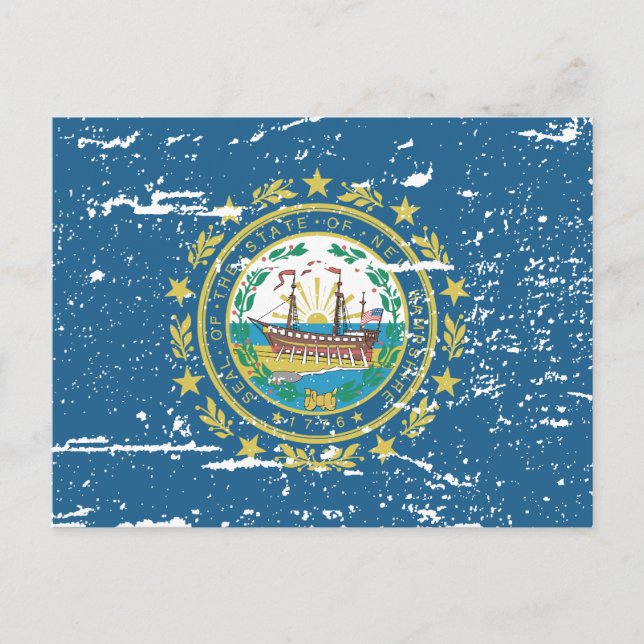 Vintage NEW HAMPSHIRE Flag Postcard (Front)