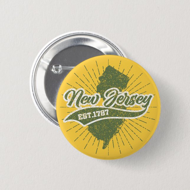 Vintage New Jersey 6 Cm Round Badge (Front & Back)