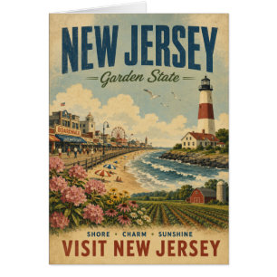 Vintage New Jersey Garden State Travel Poster with