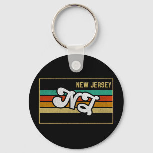 Vintage New Jersey NJ state Typography Souvenir Key Ring