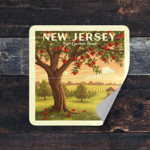 Vintage New Jersey Square Sticker
