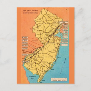 Vintage New Jersey Turnpike Map Postcard