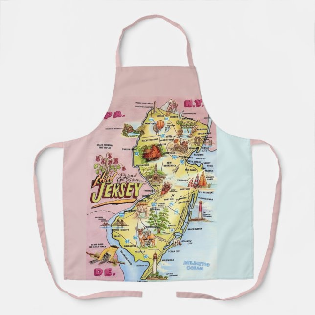 Vintage New Jersy Map Apron (Front)