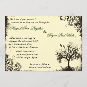 Vintage New Life Invitation in Off white