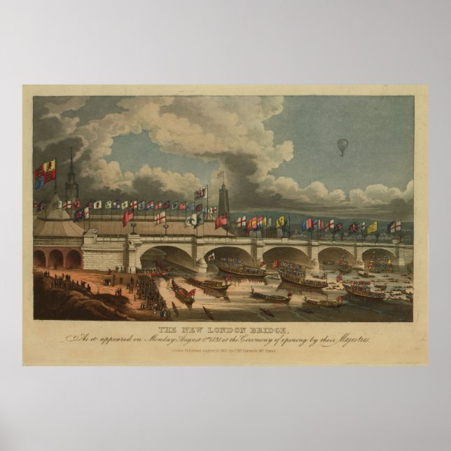 Vintage New London Bridge Illustration (1831) Poster (Front)