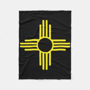 Vintage New Mexico Flag Zia Sun Retro Distressed Fleece Blanket