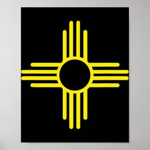 Vintage New Mexico Flag Zia Sun Retro Distressed  Poster