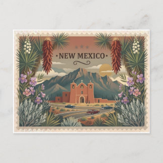 Vintage New Mexico Travel Poster Art Postcard