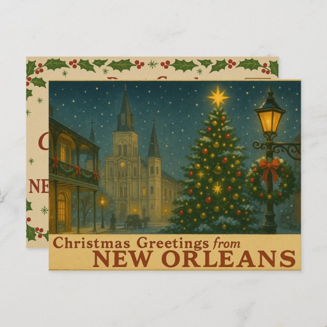 Vintage New Orleans Christmas Postcard (Front/Back)