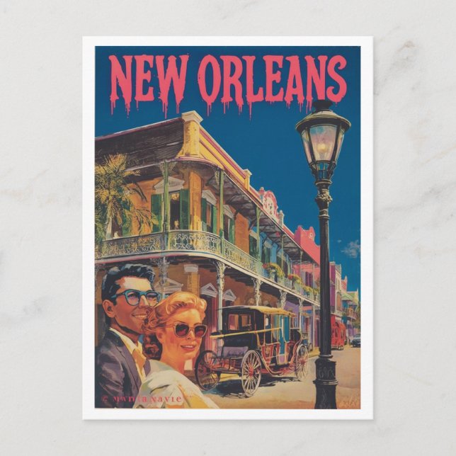 Vintage New Orleans French Quarter Travel Postcard (Front)
