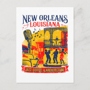Vintage New Orleans Jazz Coffee And Architecture Postcard