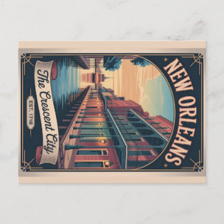 Vintage New Orleans Louisiana Retro Travel Poster Holiday Postcard