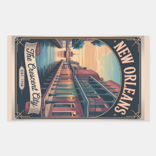 Vintage New Orleans Louisiana Retro Travel Poster Rectangular Sticker