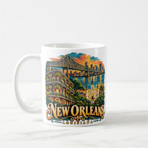 Vintage New Orleans Louisiana Travel Art Landmark Coffee Mug