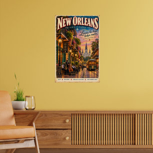 Vintage New Orleans Louisiana Travel Jazz Wall Art
