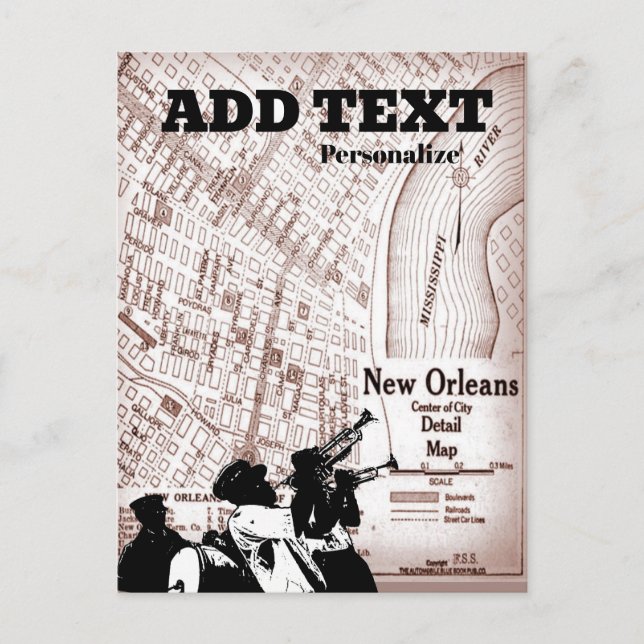 Vintage New Orleans  Map Postcard (Front)