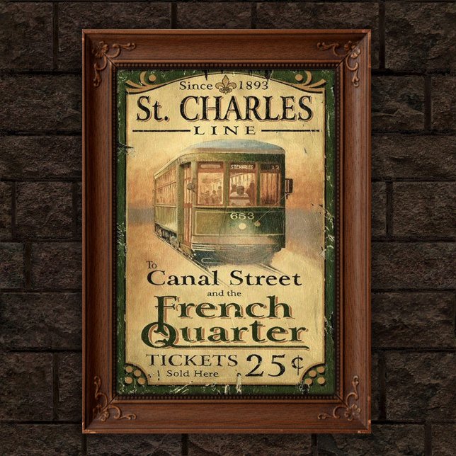 Vintage New Orleans Streetcar Advertising Poster (Creator Uploaded)