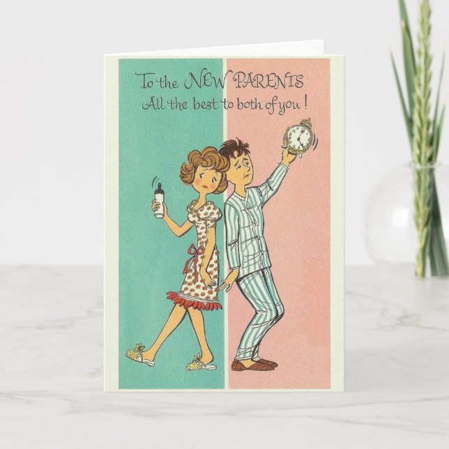 Vintage New Parents Greeting Card (Front)