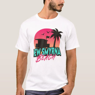 Vintage New Smyrna Beach Florida Palm Trees FL 80S T-Shirt