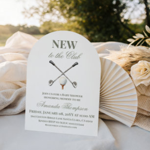 Vintage New to the Club Neutral Golf Baby Shower Invitation