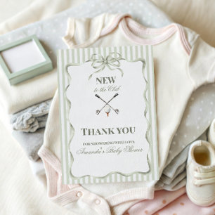 Vintage New to the Club Neutral Golf Baby Shower Thank You Card