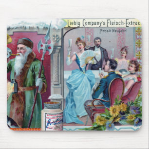 Vintage New Year Celebration: Liebig Advertising Mouse Mat