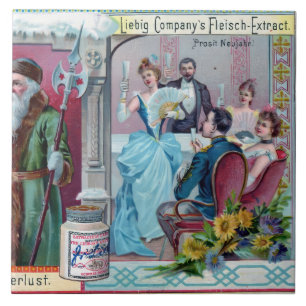 Vintage New Year Celebration: Liebig Advertising Tile