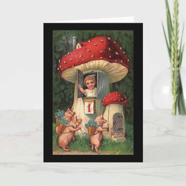 Vintage New Year Greeting Holiday Card (Front)