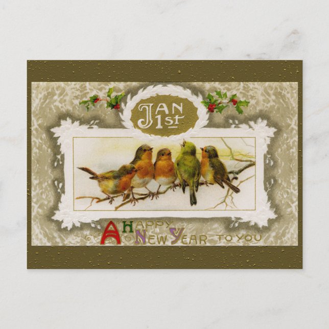 Vintage New Year Greeting Holiday Postcard (Front)