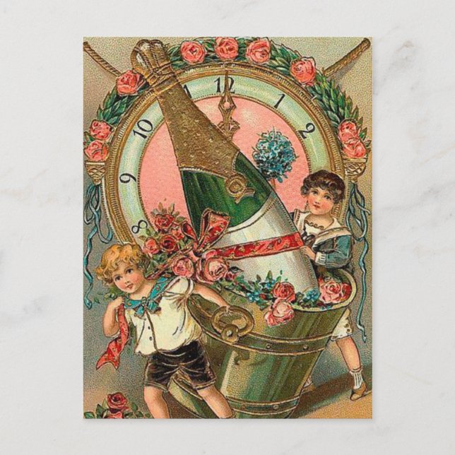 Vintage New Year Greeting Holiday Postcard (Front)