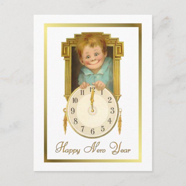 Vintage New Year Holiday Postcard (Front)