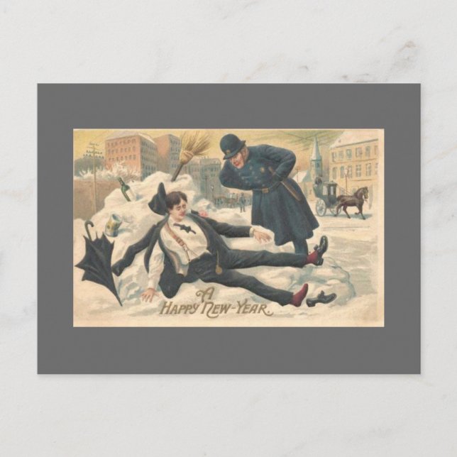 Vintage New Year Holiday Postcard (Front)