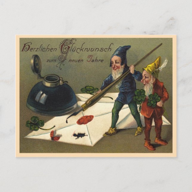 Vintage New Year's Card "Dwarves" (Front)