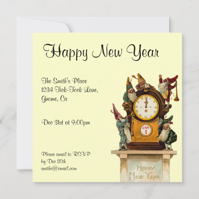 Vintage New Years Eve Invitation (Front)