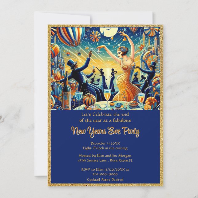 Vintage New Years Eve Party Time Invitation (Front)
