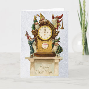 Vintage-New-Years-Gnomes Holiday Card